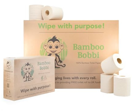 Bamboo Bobbi Eco Bamboo Toilet Paper, Unbleached Bamboo Toilet Roll, Bulk Buy 48 Rolls