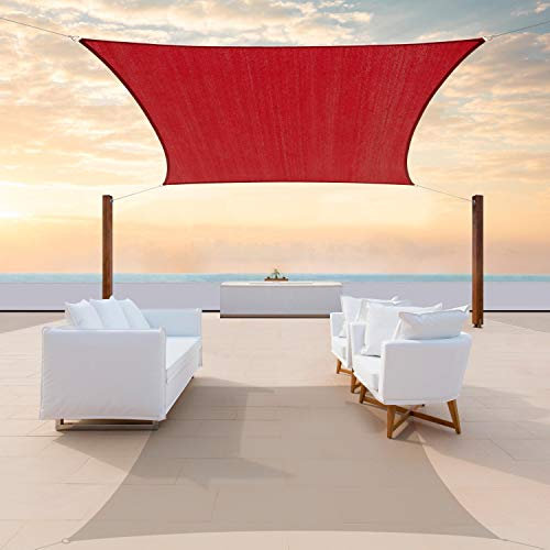 ColourTree Sonnensegel, quadratisch, 4.6x3.6 m, Rot, 4.6x4.6 m, Stoff, UV-Block, UV-beständig, strapazierfähig, kommerzielle Qualität, Terrasse, Carport – (wir Stellen individuelle Größe her)