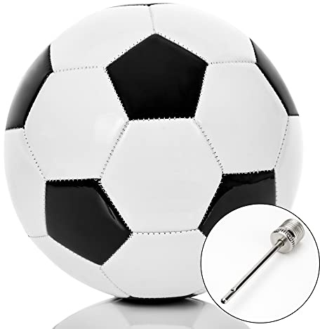Fußball Größe 4 für Kinder & Jugend 6 - 11 Jahre, 330g leicht, robust, für draußen, original schwarz-weiß, Kunst-Leder Fußbälle, Outdoor Spielzeug, Trainingsball Kinder (Schwarz-Weiß, Einzeln)