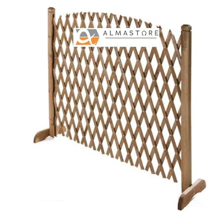 AlmaStore Grigliato in Legno Estensibile Alto 103-150 CM Lungo Fino a 150 CM | Pannello Impregnato | Divisorio Separè | per Balcone, Terrazzo e Giardino (Altezza 103 cm)