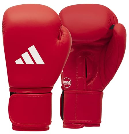 adidas Guantoni da boxe in velcro AIBA per allenamento, pugni e boxe, per uomini e donne (283,5 g, rosso)