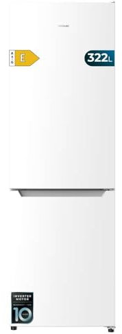 Cecotec Frigorífico Combi 2 Puertas Bolero CoolMarket Combi 322 White E. 322 L, Altura 185 y 60 cm de Ancho, Bajo Consumo, Sistema Multi Air Flow, Total No frost y 2 Cajones
