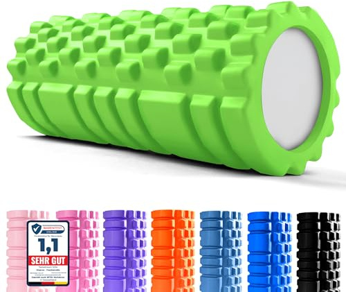 unycos - Foam Roller【Carico 130 kg】Rullo Massaggio Muscolare per Gambe, Schiena, Braccia, Trigger Point, Automassaggio, Yoga, Pilates, Physio, Fitness | Ultraleggero in EVA Dura 33x14 cm (Verde)