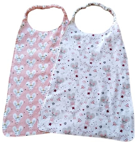 Lot de 2 serviettes de table élastique de cantine maternelle pour enfants Grand bavoir