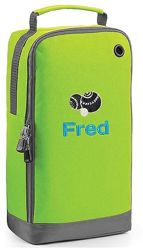 Personalised Lime Green Lawn Bowls Shoe Bag - Golf & Bowling Design Gifts