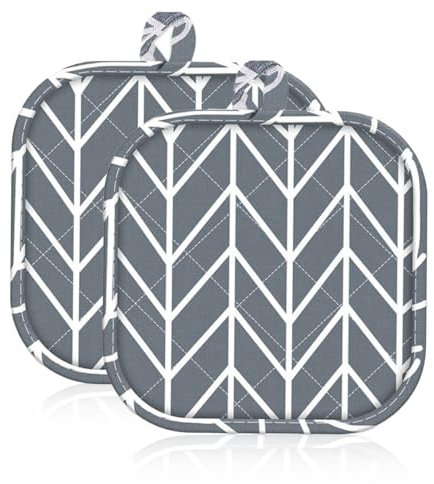 EIHI 2 Pezzi Presine da Cucina, 18Cm X 18Cm Presine in Cotone Resistenti al Calore Guanti da Forno Imbottito con Cotone Riciclato per Cucinare E Cuocere, Presine Cucina (Grigio)