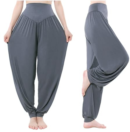 Cegerne Harem Pants Mujer Yoga Pilates Pantalones Super Soft Stretch Lightweight Bloomers, Gris Oscuro, S