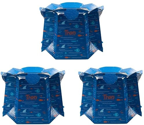 Hippychick Tron Orinal para niños de hasta 30 kg, desechable, plegable, portátil, antiderrames, respetuoso con el medio ambiente, entrenamiento para ir al baño, 3 unidades, pescado