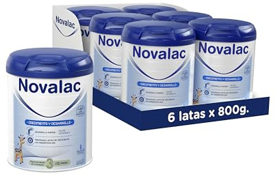 Novalac 3 - Leche en polvo de Continuación 1-3 Años. Contribuye al normal desarrollo cognitivo y de los huesos del bebé. Fórmula rica en Calcio, Yodo y Vit D - 6 x 800 g