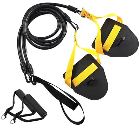 Dickly Swimming Arm Trainer, Strength Resistance Band with Handle, Swimming Paddle Simulation, Land Swimming Trainer for Indoor, Adult, Black, 60 lbs