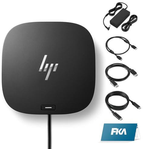 HP Docking Station for Laptop Dual Monitor and Charging Bundle - HP USB-C G5 Dock with 120W AC Adapter, HDMI & DP Cable & USB-C Cable