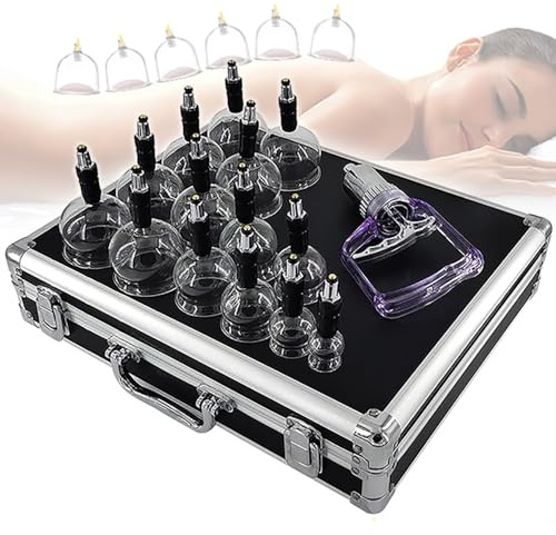 Mavdecll Set per Coppettazione Professionale, Coppette per Massaggio in Vetro da 14 Pezzi, Coppettazione Sottovuoto con Pompa, Coppettazione Cinese, Sollievo dal Dolore alla Tensione Muscolare