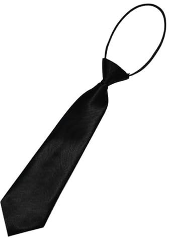 LBJFYHJN Corbata infantil 28 cm, corbata infantil, corbata satén negra, corbata oficial para bodas, bailes infantiles y uniformes escolares
