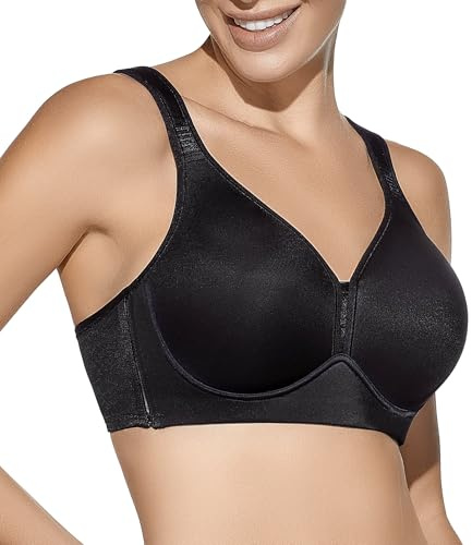 Selene, Sujetador Mujer con Banda Anatómica, Tirantes Anchos de Confort y Relleno, Sin Aros, Colección Eloisa, Color Negro, Talla 95 D