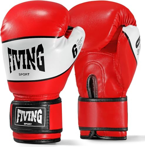 Kinder Boxhandschuhe, Jugendtrainingshandschuhe, Boxtaschen, Taekwondo, Muay Thai, Mixed Martial Arts (Rot und Weiß, 4oz)