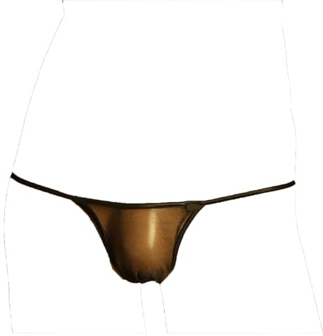 Faringoto Sous-vêtements pour homme à taille basse avec string, caleçon sexy transparent avec poche en tulle, noir, Medium