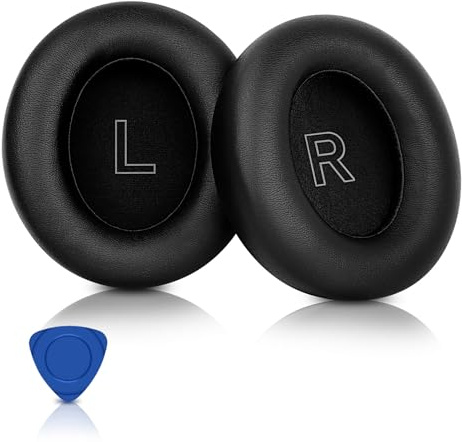ELZO Cuscinetti Auricolari Di Ricambio Per Anker Soundcore Life Q30 Q35 Cuffie Senza Fili, Pelle Premium più Morbida, Cuscinetti Con Morbida Pelle Proteica, Schiuma ad Alta Densità, Nero