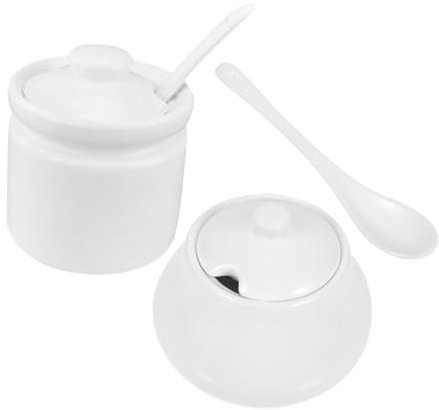 KICHOUSE 2 Juegos Juego De Frasco De Azúcar Bote De Tazones De Azúcar Latas De Azúcar De Café De Té Retro Contenedor De Azúcar Decorativo Botes De De Harina Cerámica Blanco