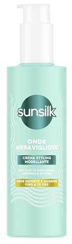 Sunsilk, Crema Onde Meravigliose, Crema Styling Capelli Mossi, Effetto Anticrespo, Modella e Definisce per Onde Morbide Fino a 72 ore, con Olio di Macadamia, Arginina e Biotina, 200ml