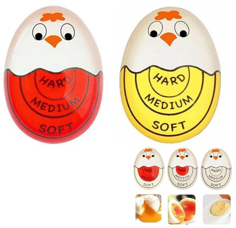 2 Pcs Egg Boiler Timer, Color Changing Boil Egg Timers, Egg Timer Resin, Reusable Eggs Boiling, Colour Changings Kitchen Timer, for Colour-Changings Water, Displaying Hard/Medium/Soft Egg Timers