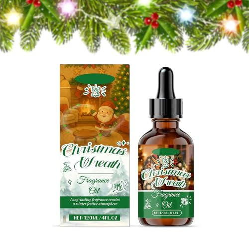 Aceite aromático para corona de Navidad, aceite esencial de invierno con pipeta de cristal, aceite aromático sin diluir para difusor, humidificador, velas y fabricación de jabón, aroma de habitación y