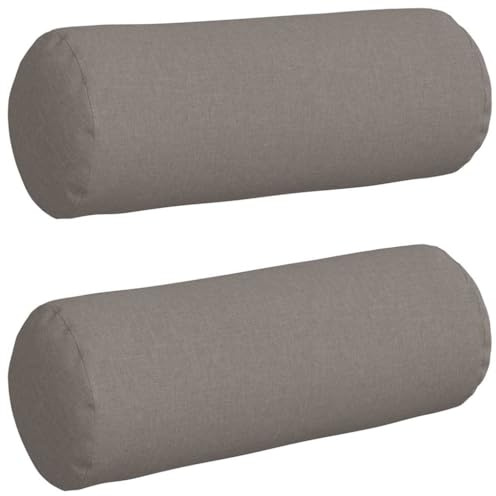 vidaXL Cojines Bolster 2 pcs Taupé Ø 25 x 70 cm Tela, Cojines cilíndricos cómodos, Fundas Removibles, Almohadas Decorativas, Elementos Multiusos para el hogar