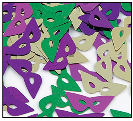 Fanci-Fetti Mardi Gras Masks (asstd gold, green, purple) Party Accessory  (1 count) (1 Oz/Pkg)