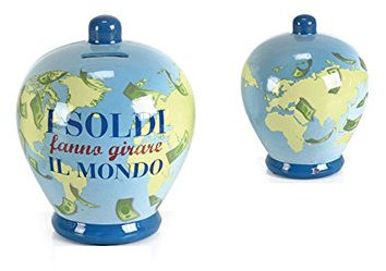 SALVADANAIO terracotta I SOLDI FANNO GIRARE IL MONDO N° 13 cod. 7226