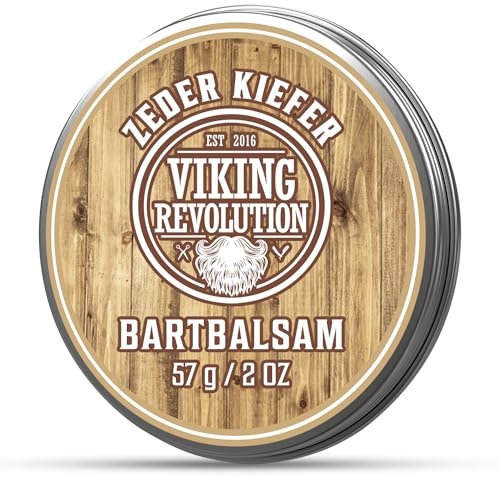 Viking Revolution - Bart Balsam mit Sandelholzduft & Argan- & Jojobaöl - Bartwachs - Stylt, Stärkt & Macht Bärte & Schnurrbärte Weich - Geschenke Für Männer- Cedar & Pine - 57 g