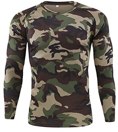 Onsoyours T-Shirt Militaire Homme Respirant Manches Longues T-Shirt Tactique Outdoor pour Homme Casual Tee Shirt Camouflag T-Shirts C Vert M