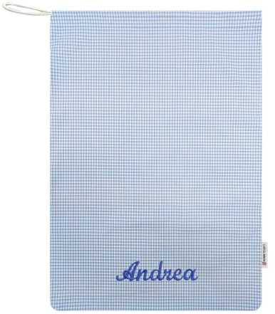 Panini Tessuti Sacchetto Asilo Con Nome Ricamato per bambino e bambina porta indumenti cambio asilo sacca nido 100% Cotone 46x60 cm