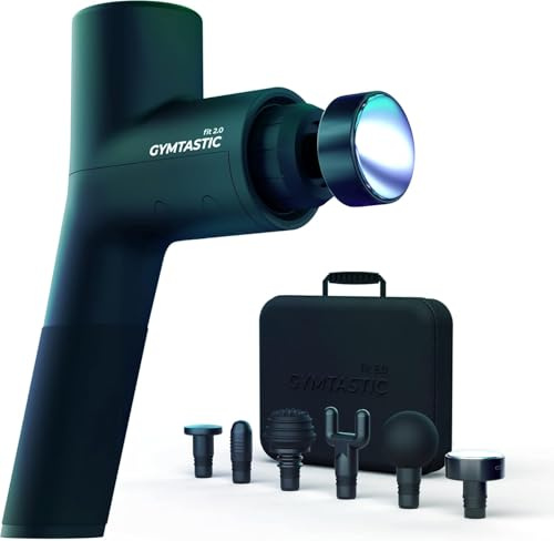 Gymtastic Massagepistole ink. Heating Kopf | Wärmekopf für Nacken, Schulter & Rücken | 6 Massageköpfen & 6 Intensitätsstufen Deep Tissue Leistungsstarke Massagegun & Massagegerät