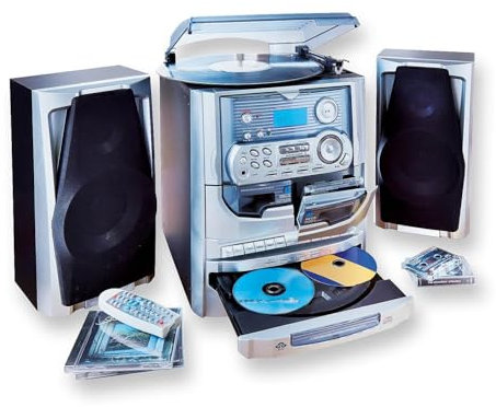 Coopers of Stortford - Vinyl Player, CD Player & Cassette Tape Player - Home Stereo HiFi System, with USB & Memory Card Slot - Hi Fi Music Systems & Vinyl Record Player, Includes Remote Control