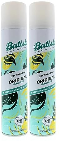 Batiste Dry Shampoo, Original Fragrance, Refresh Hair and Absorb Oil Between Washes, Waterless Shampoo for Added Texture Body, 200ml Bottle, White (Pack of 2)