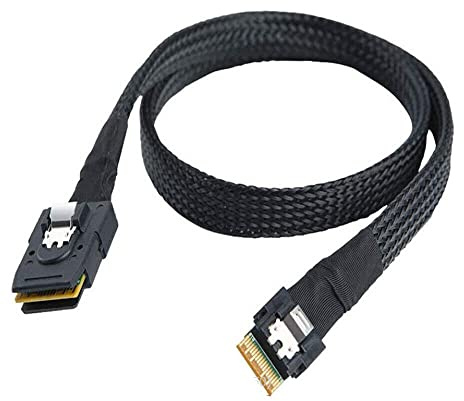 Tillåten MINI SAS SFF-8087 till SLIM SAS SFF-8654 4I höghastighetsserveranslutningskabel (1 m, svart)