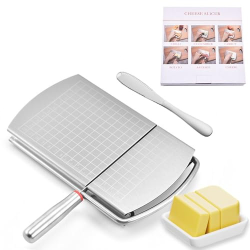 MARUKO Käsehobel, Butterschneider, Käsemesser für Käsebutter，Präzise Größenskala Zum Schneiden von Butter, Gemüse, Wurst, Kräutern & Mehr