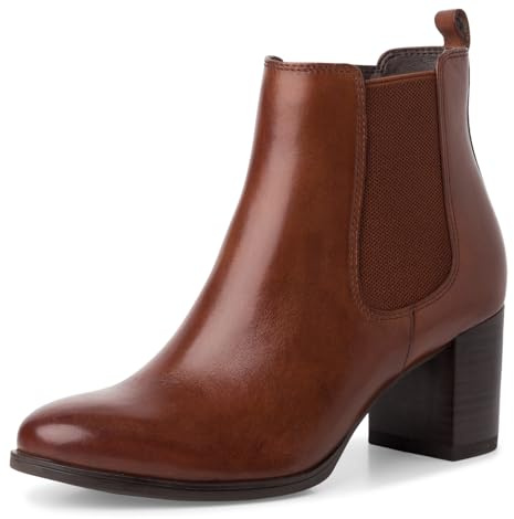 Tamaris Talon bloc en cuir Chelsea pour femme, Muscat, 42 EU