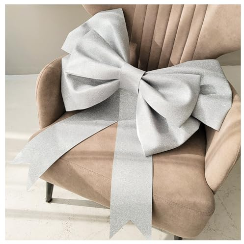 Wisafory Lazos Lazo Grande Rojo Lazo Gigante Lazo Decorativo Lazo para Coche Lazo de Regalo Lazos Decorativos Gigantes para Coche Día de San Valentín Boda Navidad Cumpleaños Purpurina-Plata 50cm