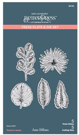 Spellbinders Stencil Press Plate & Die Set-Tropical Leaves, Propagation Garden