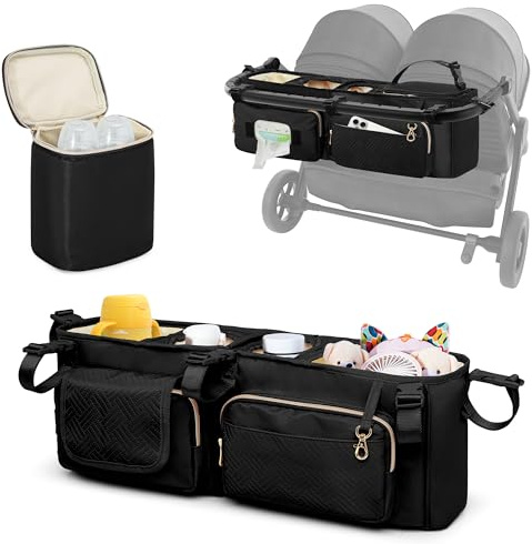 Prokva Double Pram Caddy Organiser for City Mini GT2 BOB Duallie, Black