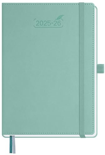 BEZEND Kalender 2025 2026 Wochenplaner A5, 18-Monate Buchkalender Juli 25-Dez 26, PU-Leder Hardcover 1 Woche 2 Seiten mit Stifthalter - Mintgrün