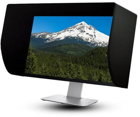 OZPPM Läder monitorhuva, display solskydd, justerbar skärmhuva, skärmhuva, lämplig för 61 – 81 cm universalhuva av alla märken, 27 tum