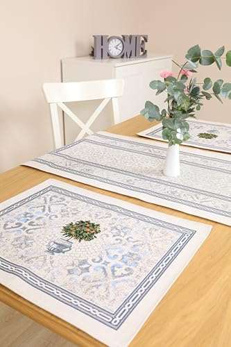 Bordstabletter tvättbara set om 6, 40 x 50 cm, bordsunderlägg tyg 100 % jacquard gobeläng, underlägg hög kvalitet återanvändbara för bröllop, födelsedag, kök, café – Italien