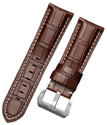 zyimodl 22–26 mm bambumatter oxläder vintage armband för mekaniska klockor, 26mm, Kohud