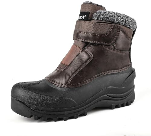 riemot Botas Nieve Mujer Hombre Invierno Botas Montaña Impermeables Trekking Zapatos Cálido Forro de Piel Antideslizante, Hombre Marrón EU 42