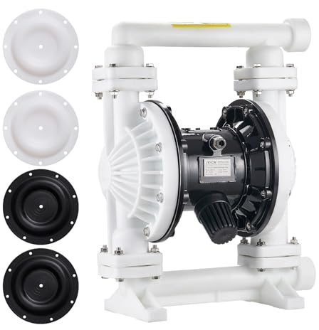 VEVOR Pompa Pneumatica a Doppia Membrana Portata max. 95 L/min Prevalenza max. 68,88 m, Pompa Pneumatica per Trasferimento Olio max. 100 PSI, Corpo in Polipropilene per Gasolio, Cherosene