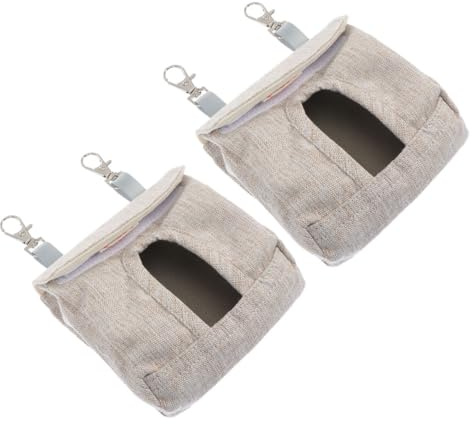GLEAVI Paquet Suspendu Mangeoire pour Cobayes et Petits Animaux, Imperméable en Tissu Brun, Taille S, pour Cage D’intérieur et Élevage Domestique, Lot de 2 Pièces