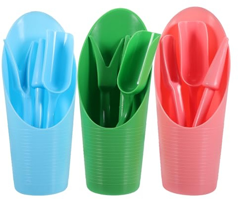 MAGICLULU Juego de Herramientas de Jardinería Pequeñas de Plástico, 3 Piezas (Rosado, Verde, Azul) para Plantar, Trasplantar y Aflojar Tierra, Pala Portátil y Ligera para Jardinería