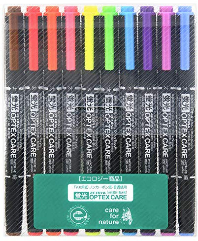 ZEBRA WKCR1-10C Highlighter, Optex Care, 10 Colors