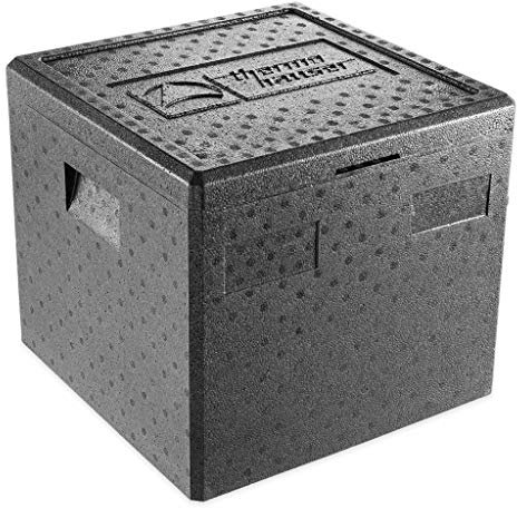 thermohauser EPP-Thermobox Pizza schwarz mit Deckel - 37,5 Liter - 41 x 41 x 36 cm - Pizzabox für Lieferservice
